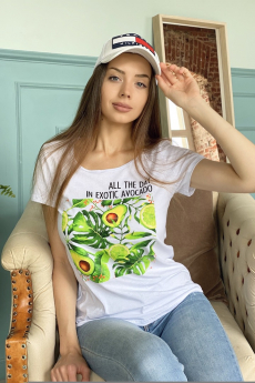 Белая футболка с авокадо Натали