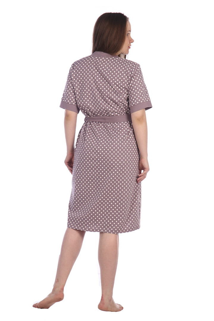 Фото товара 17464, коричневый халат в горошек