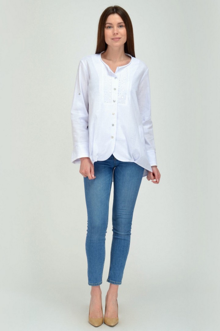 Фото товара 19823, белая льняная блузка